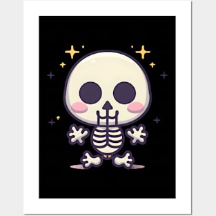 Cute Kawaii skeleton Posters and Art